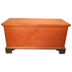 19th Century Red Painted Pine Blanket Chest