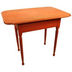19th Century New England Red Painted Tap Table