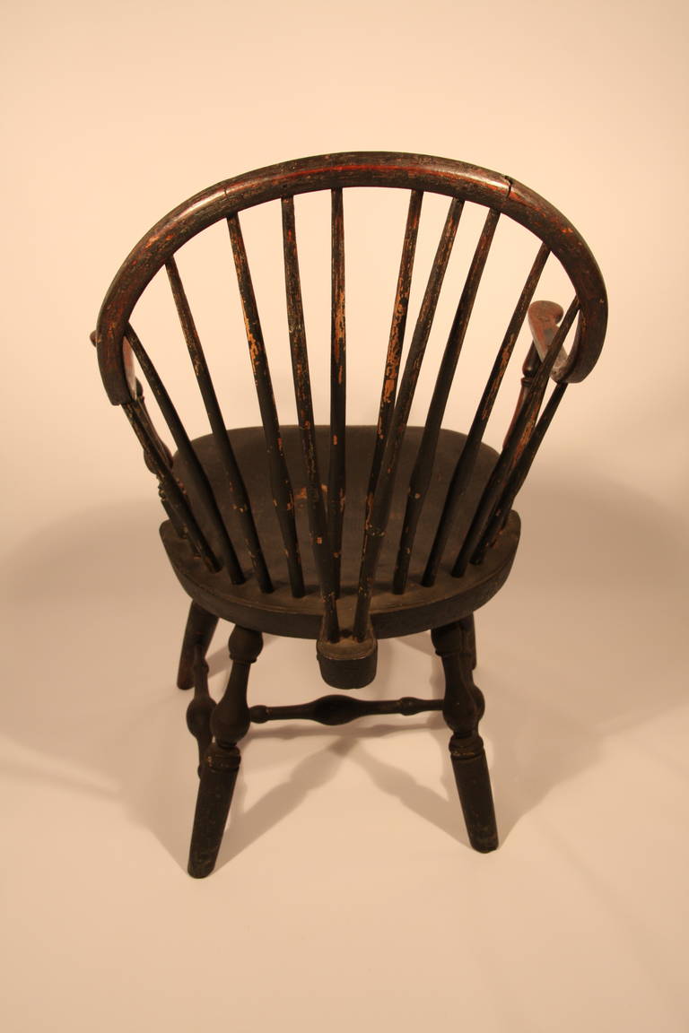 American 18th Century Connecticut Continuous Windsor Armchair, Signed E.B. Tracy