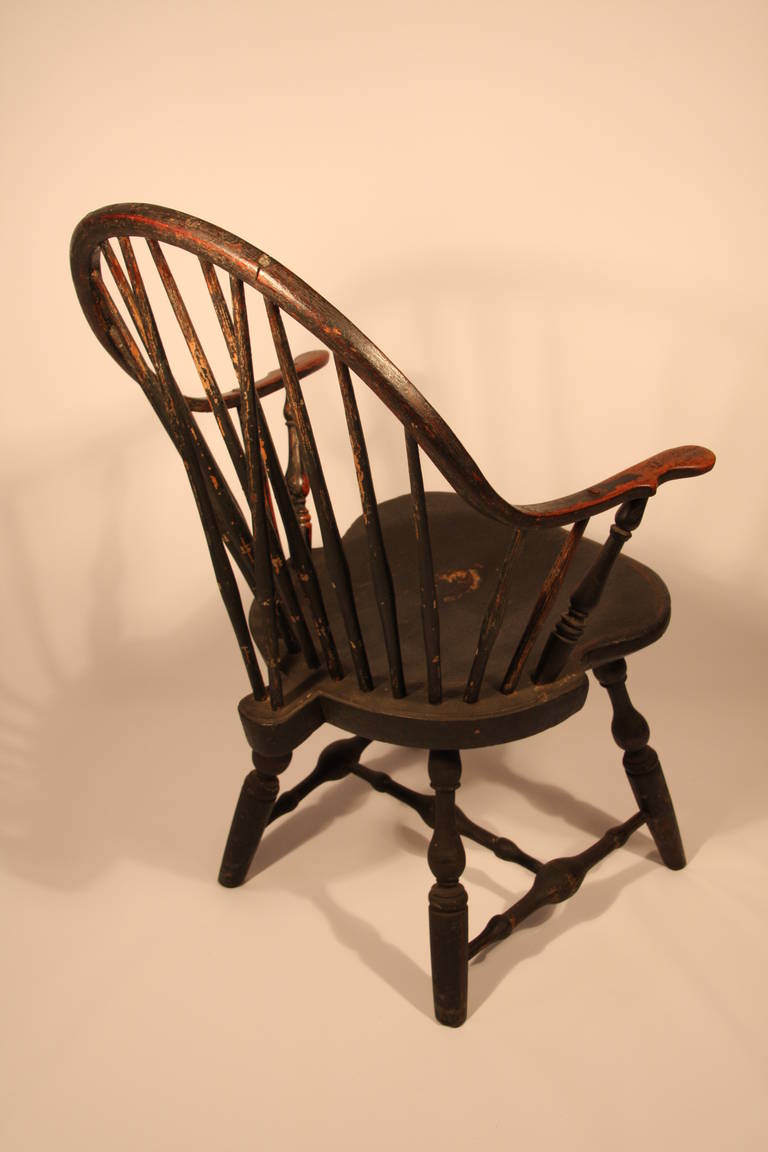 18th Century and Earlier 18th Century Connecticut Continuous Windsor Armchair, Signed E.B. Tracy