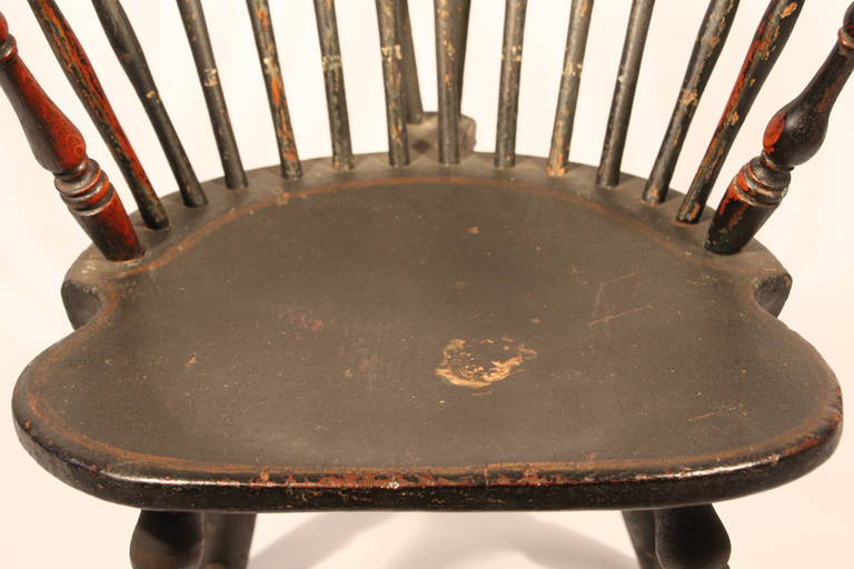 18th Century Connecticut Continuous Windsor Armchair, Signed E.B. Tracy 1