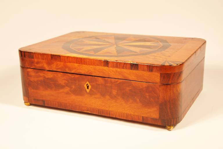 Birdseye Maple Mid-19th Century Inlaid Mahogany Box