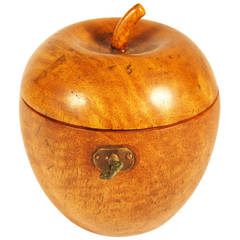 Antique 18th Century Fruit Wood Carved Apple Tea Caddy