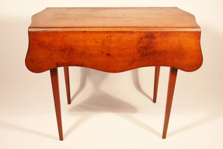 Cherry 19th Century Pembroke Table with Serpentine Top