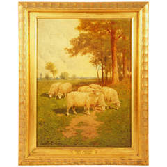 Sheep Grazing by Charles Phelan (Oil on Canvas)