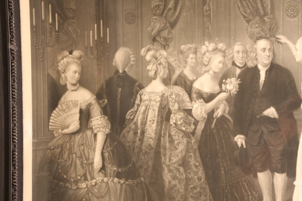 Black and White Print of Franklin's Reception at the Court of France, 1778 In Good Condition In Woodbury, CT