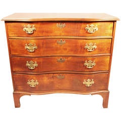 Mid-18th Century New England Maple Oxbow Chest of Drawers