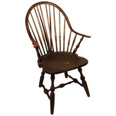 18th Century Connecticut Continuous Windsor Armchair, Signed E.B. Tracy