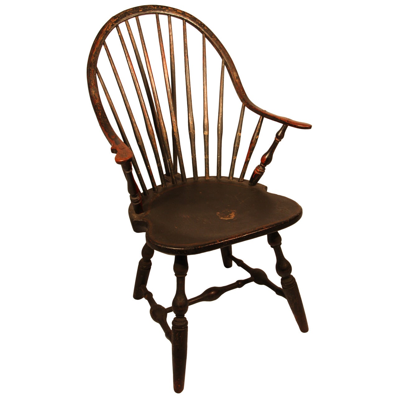 18th Century Connecticut Continuous Windsor Armchair, Signed E.B. Tracy