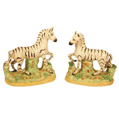 19th Century Pair of Staffordshire Zebras