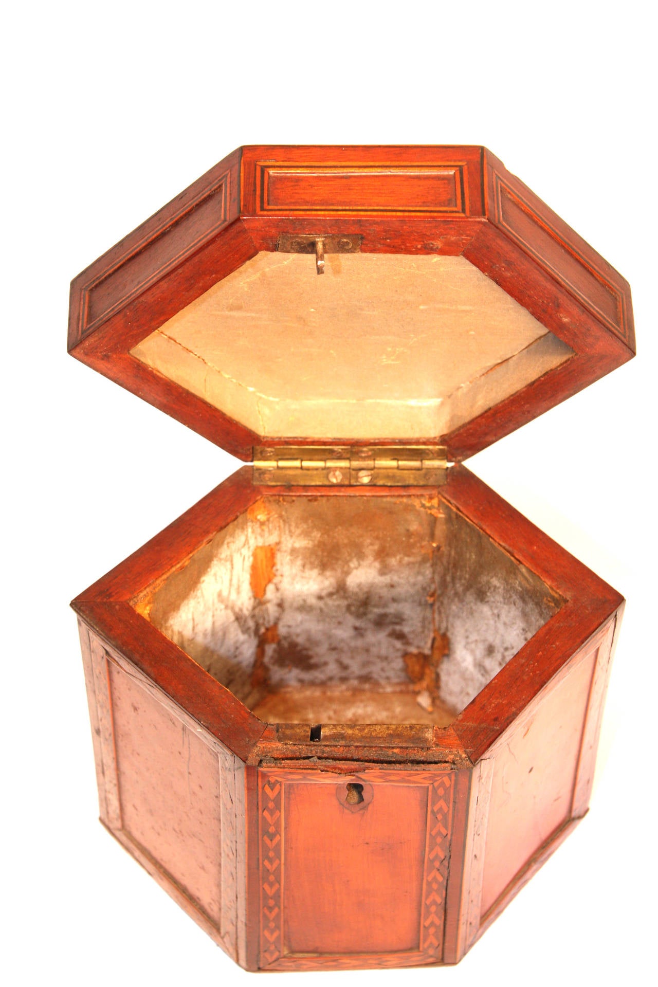 19th Century Hexagonal Tea Caddy 1