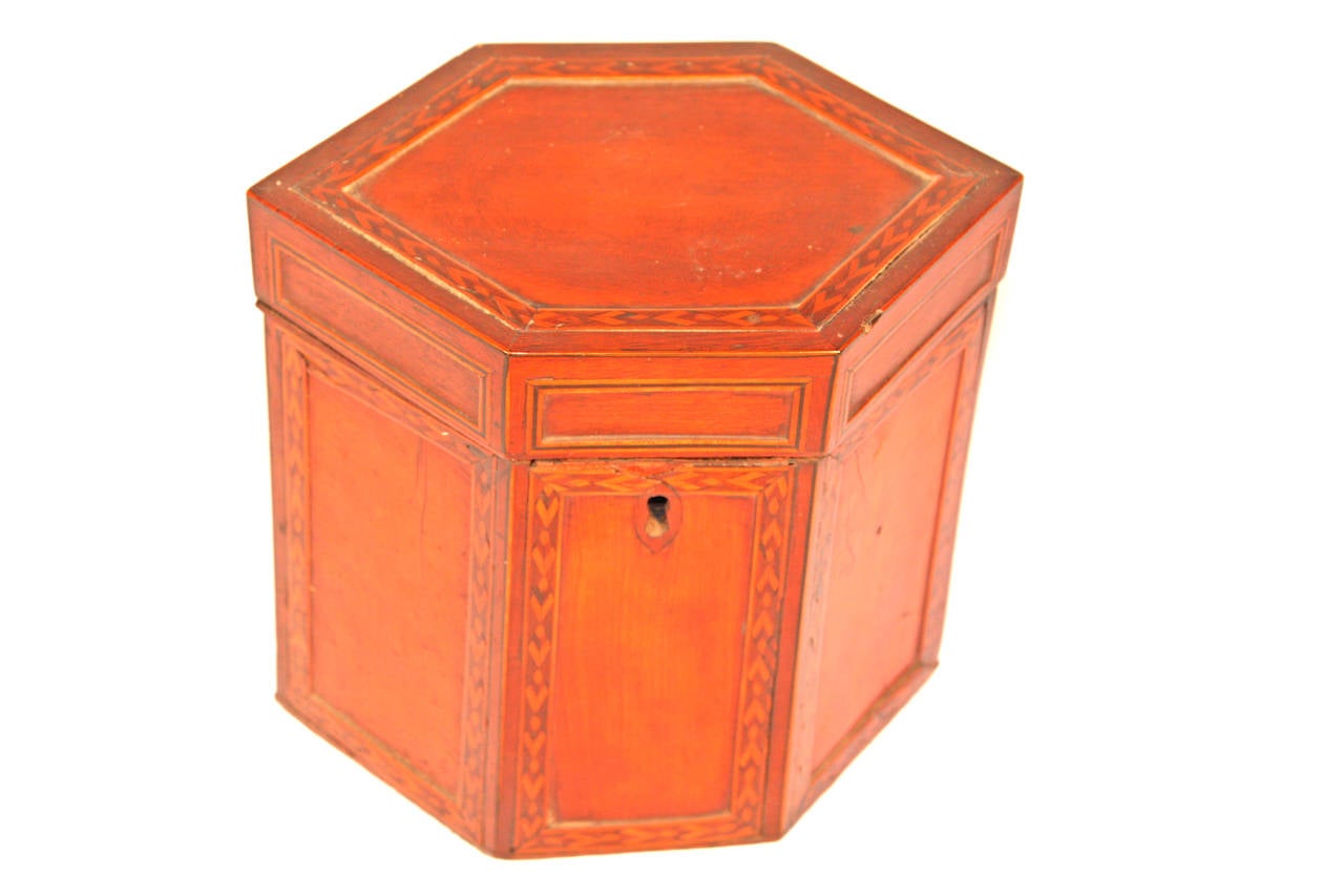 19th Century Hexagonal Tea Caddy 2