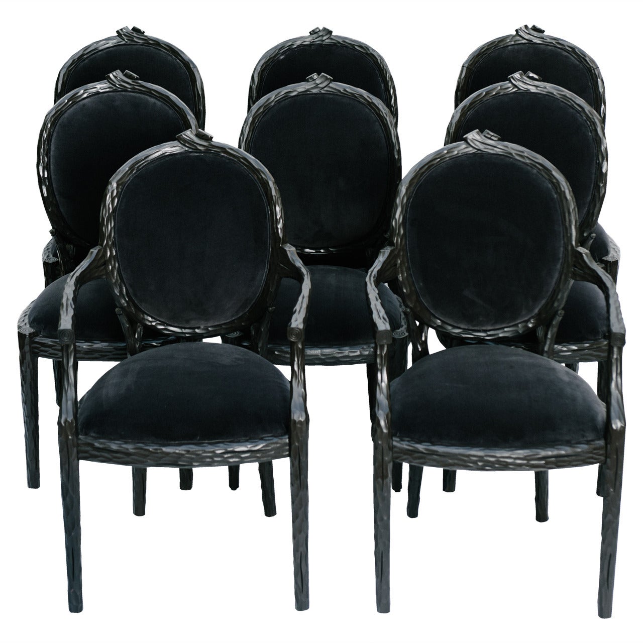 Italian Carved Faux Bois Dining Chairs