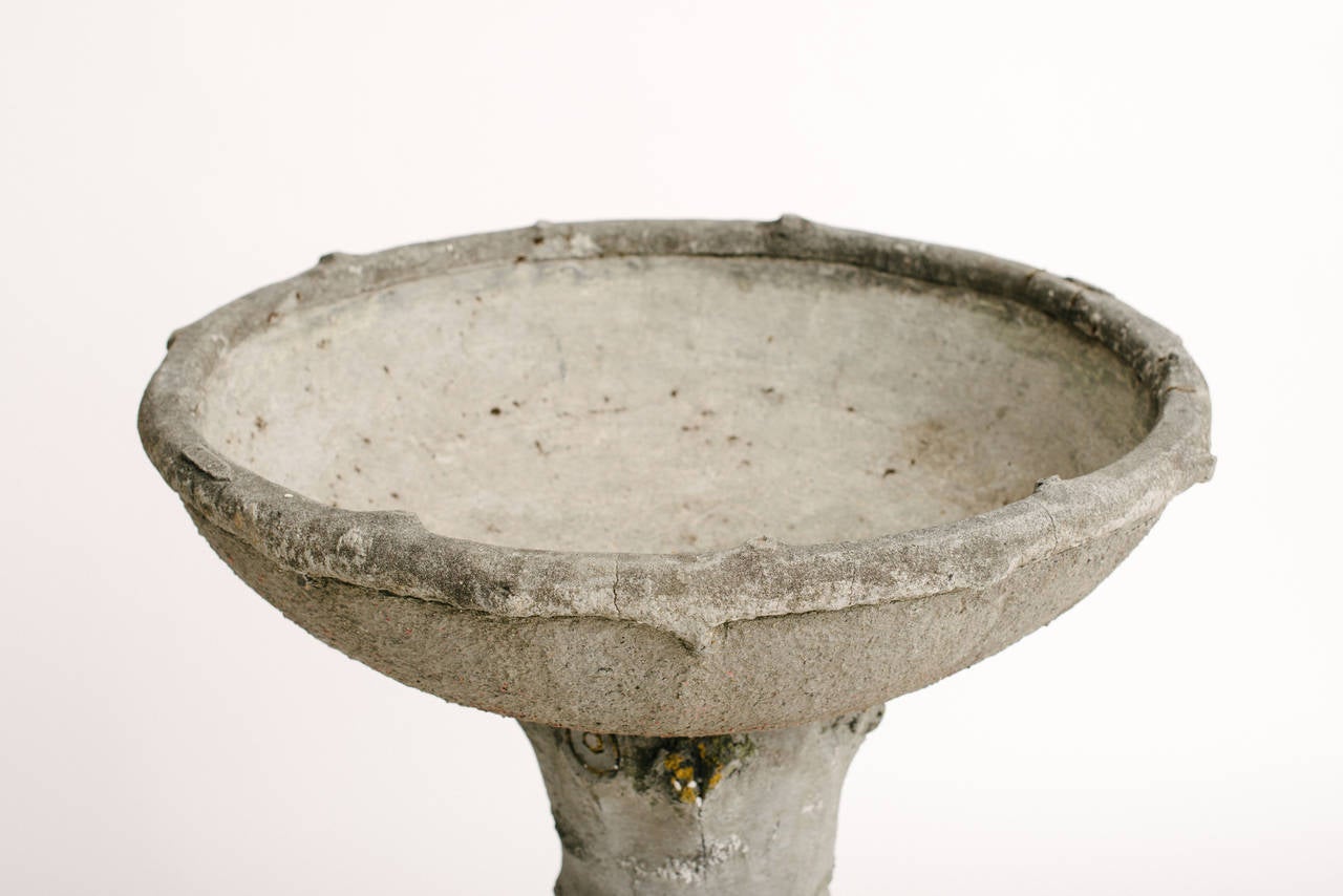 Vintage French Faux Bois bird bath with deep bowl.