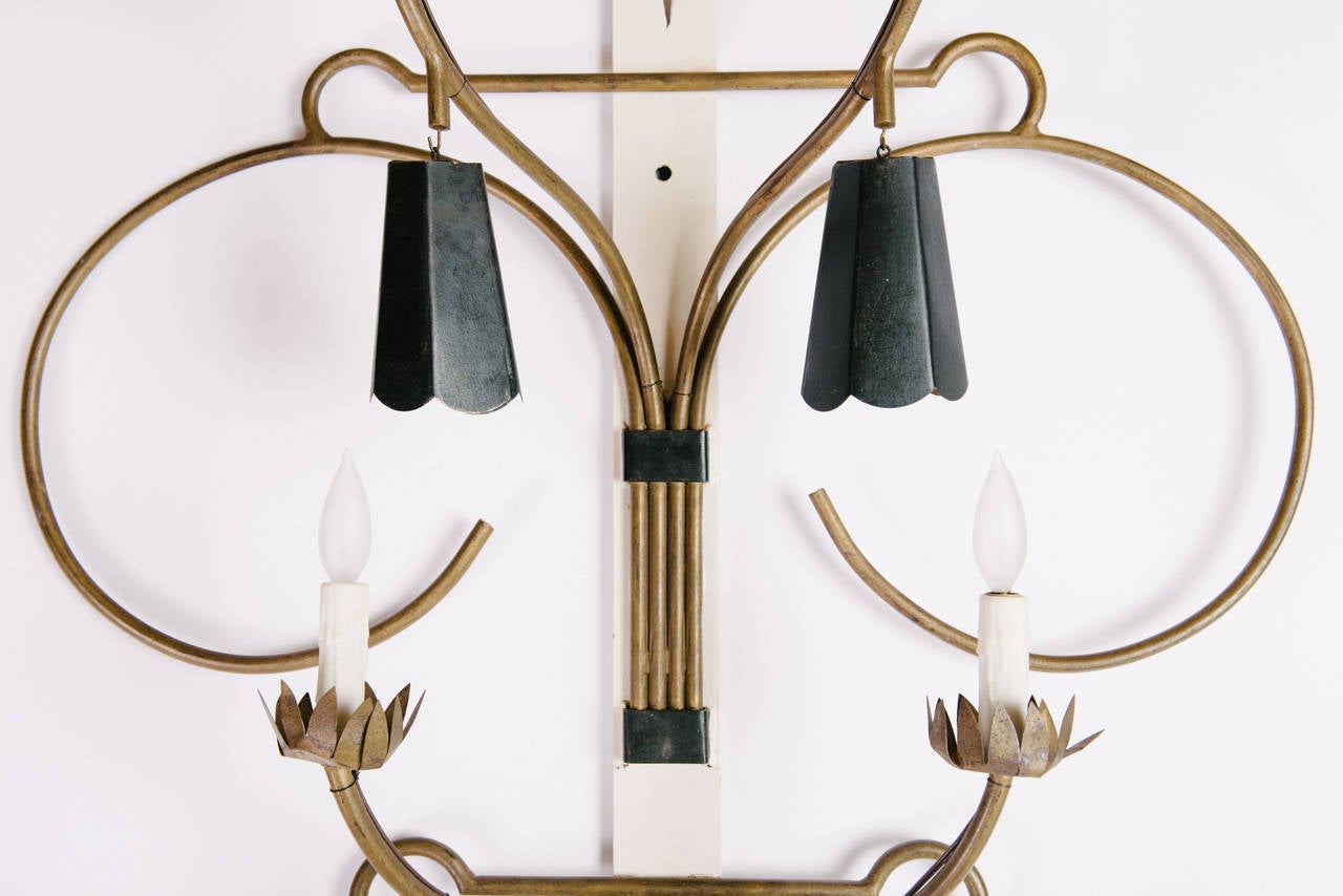 Custom Three-tier wall sconces in white, black, and bronze finish.