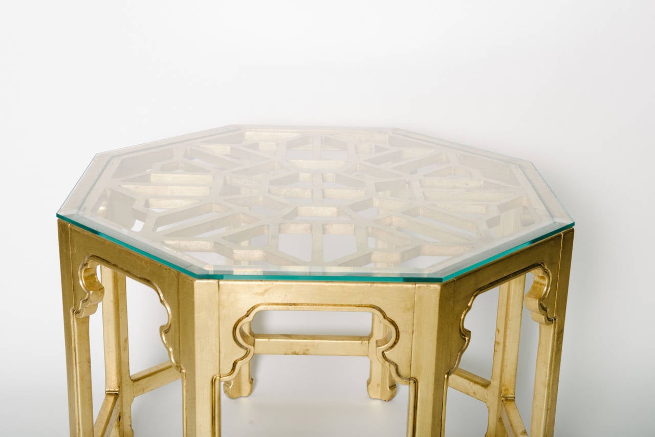 Vintage Giltwood Octagonal Center Table In Excellent Condition In Houston, TX