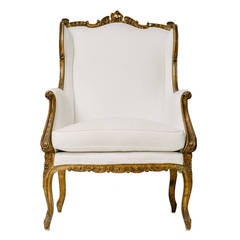 French Louis XV Style Giltwood Bergere
