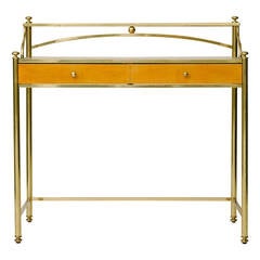 Mid Century French Brass and Sycamore Vanity