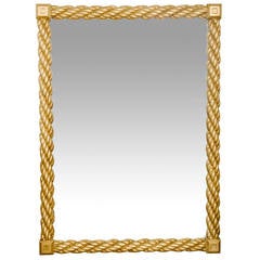 Monumental Vintage Giltwood Rope Mirror 11