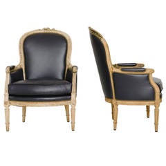 Pair of 19th Century French Louis XVI Style Bergere Chairs