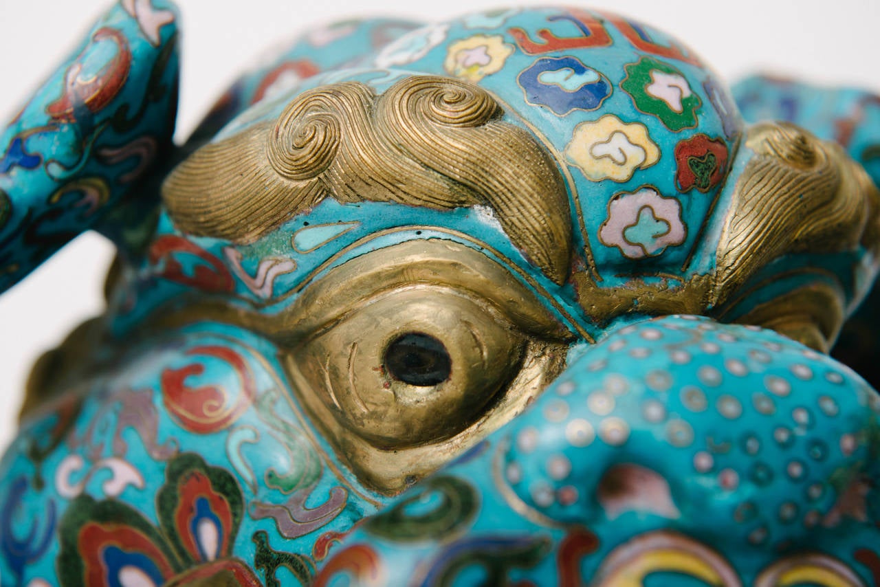 19th Century Chinese Cloisonné Fu Dogs For Sale 2