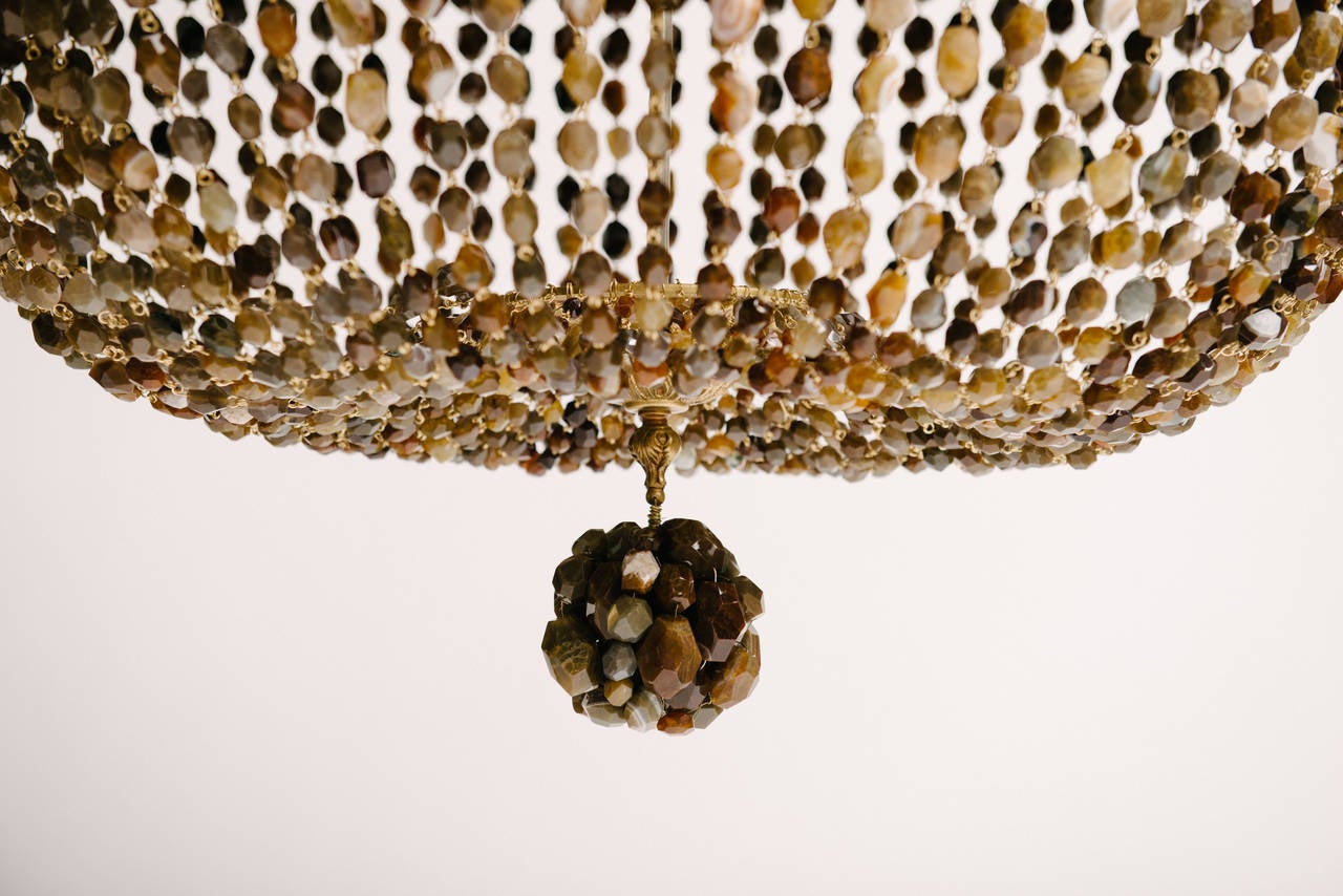 Vintage Custom Brass Agate Chandelier For Sale at 1stdibs