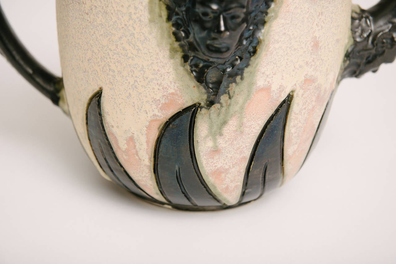 Teekanne aus rosa S. Hublet-Kunstkeramik, frühes 20. Jahrhundert im Zustand „Gut“ im Angebot in Houston, TX