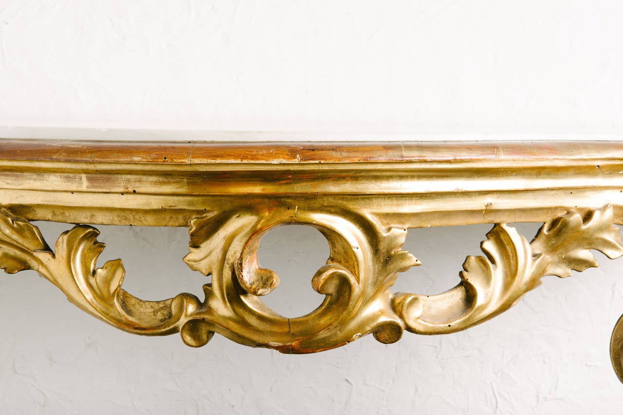 Carved 18th Century Venetian Rococo Giltwood Console