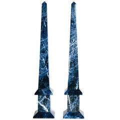 Pair of Tall Sodalite Obelisks