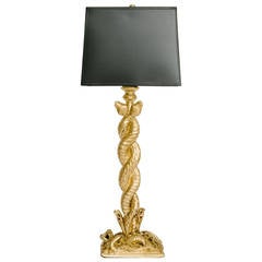 Late 19th to Early 20th Century Giltwood Snake Lamp