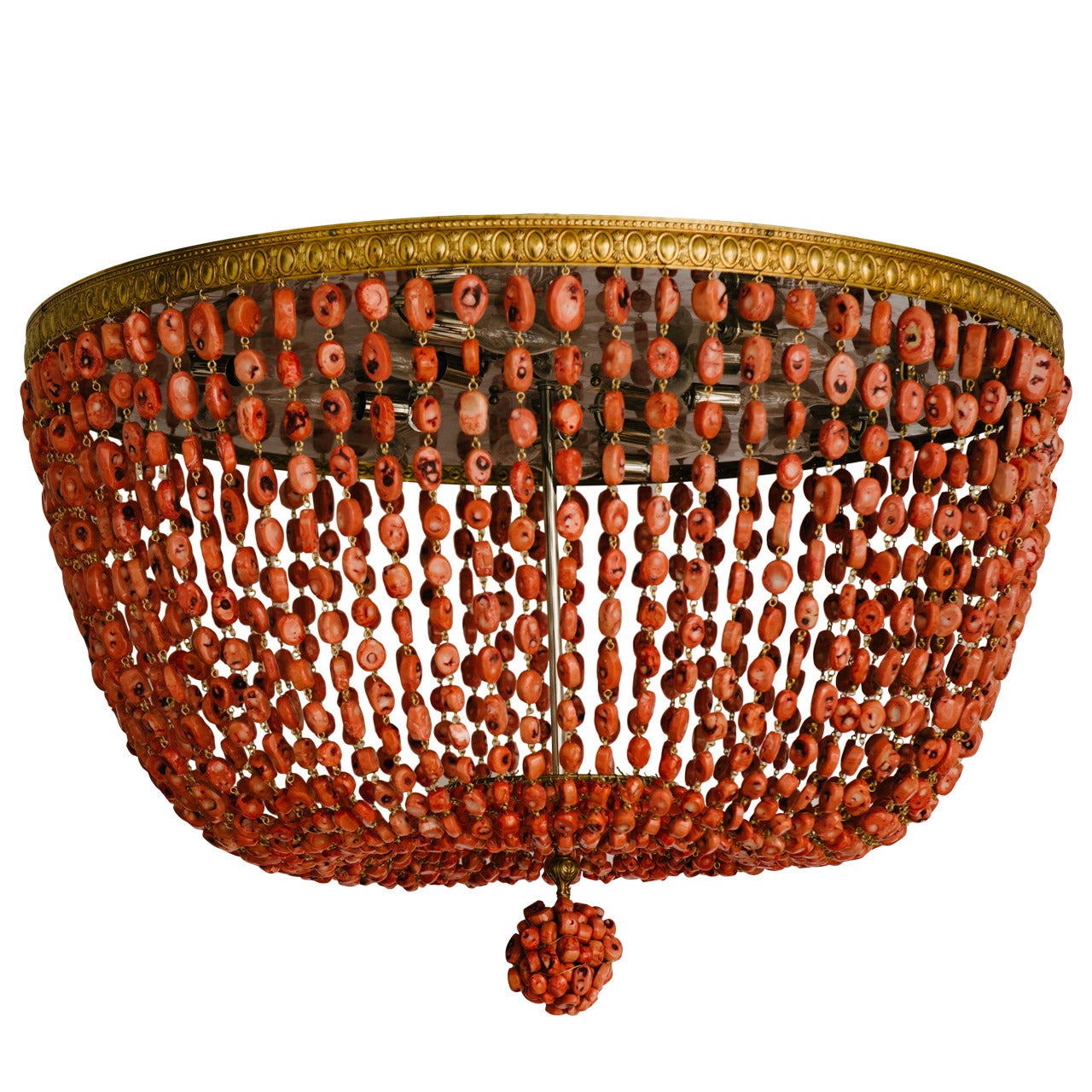 Custom Hand-Beaded Genuine Salmon Pink, King Coral Chandelier 36"D