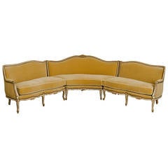 Retro 1940s Louis XV Style Sectional or Corner Mohair Sofa