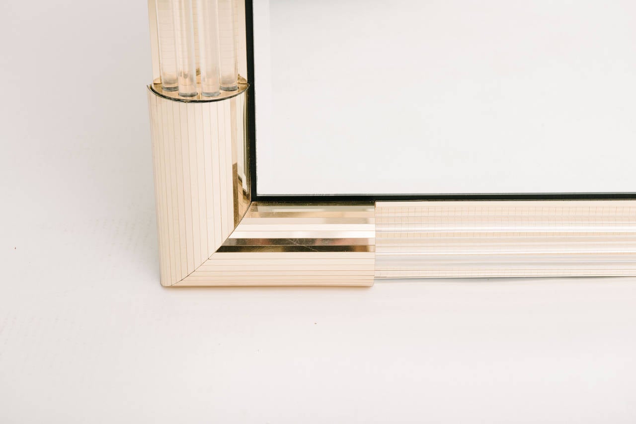 1970s  Brass  and Acrylic Rod Mirror