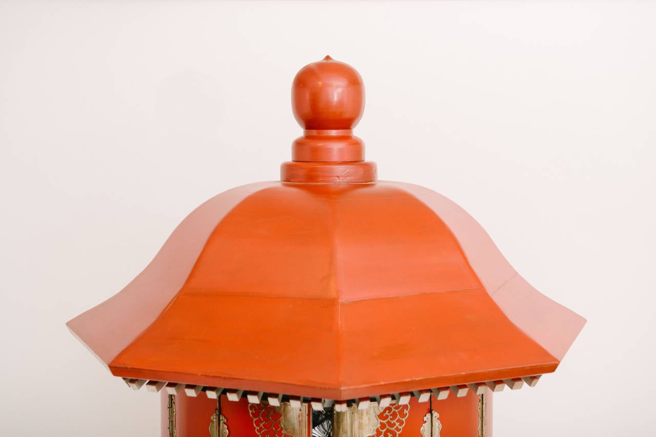 Mandarin Orange Red Pagoda Display Cabinet 2