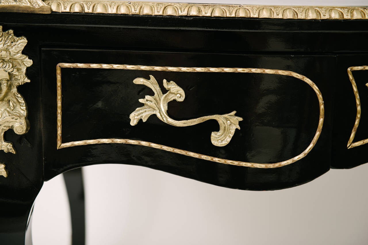 Black Lacquered Louis XV Style Bureau Plat 4