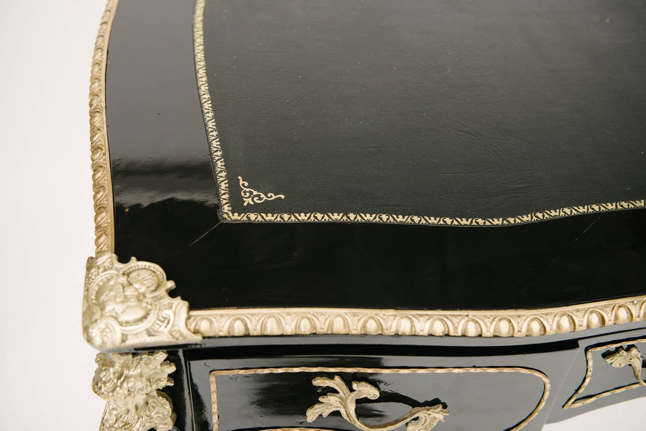 Black Lacquered Louis XV Style Bureau Plat 1
