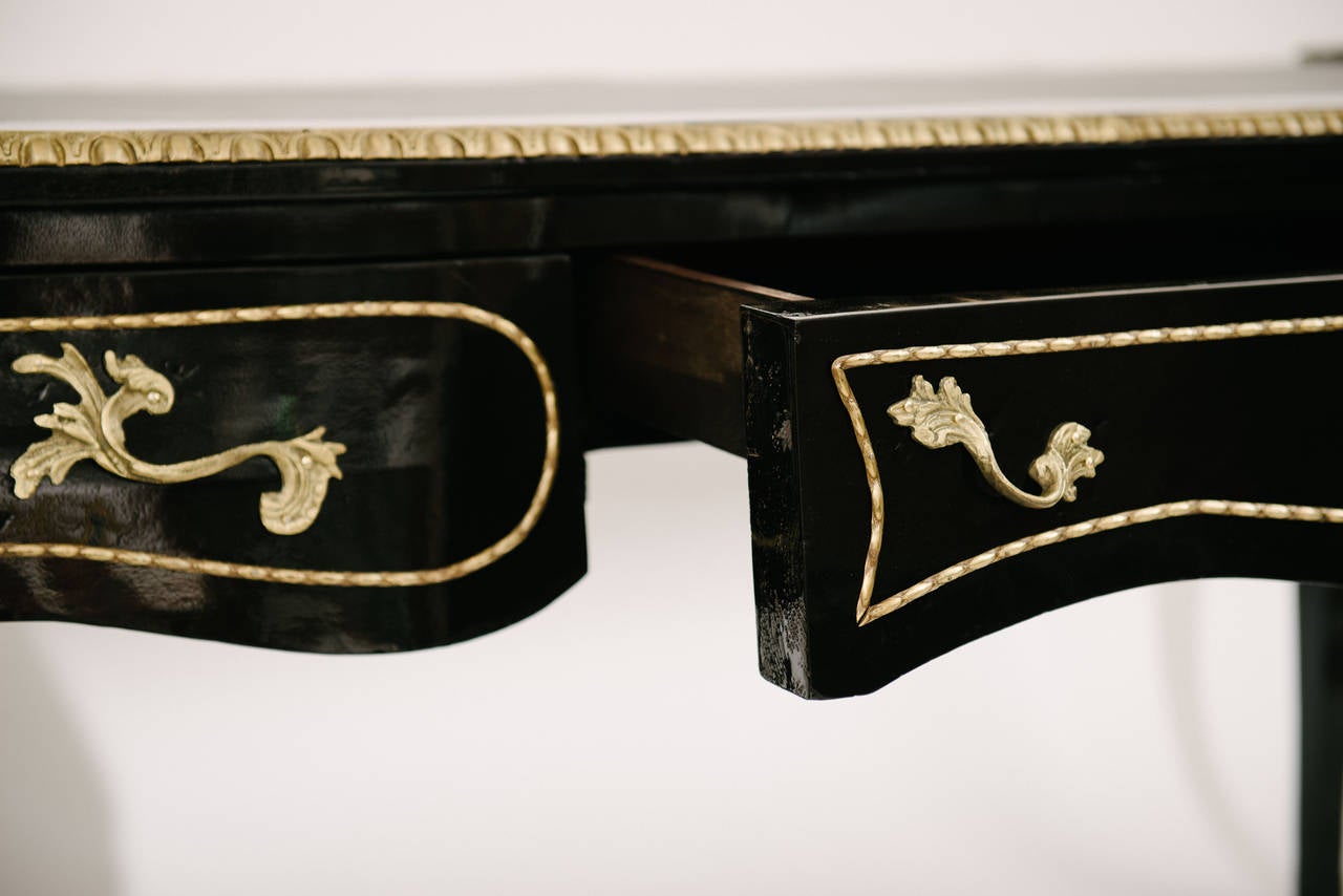 Black Lacquered Louis XV Style Bureau Plat 2