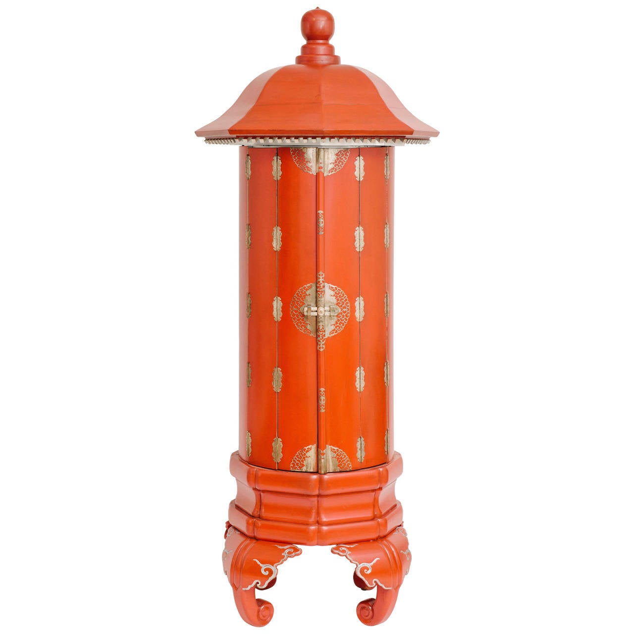 Vintage Mandarin Red Pagoda Display For Sale at 1stdibs