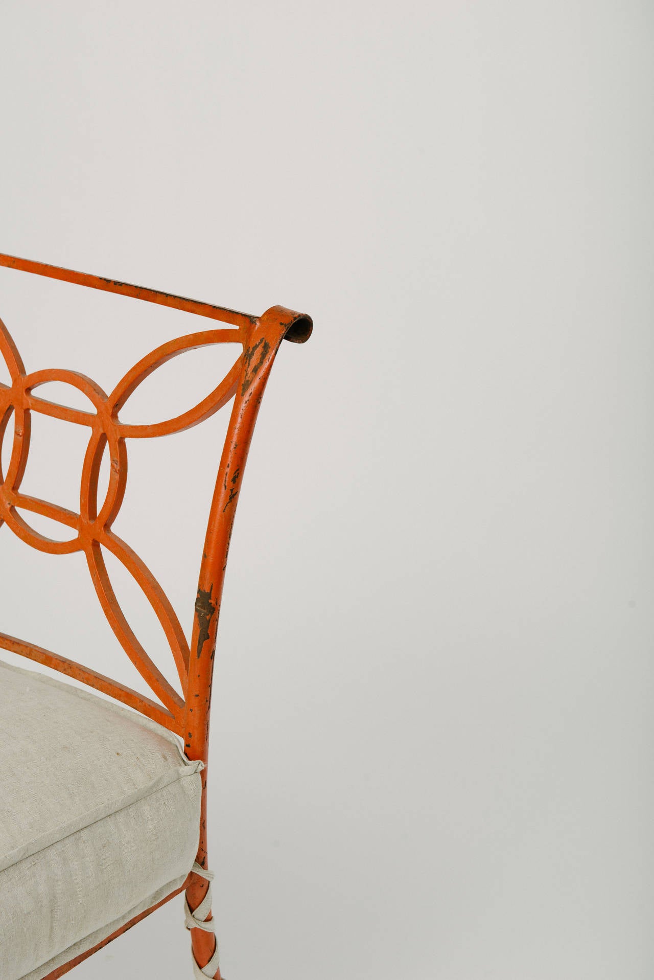 20th Century Vintage Orange Painted Iron Occasional Chair