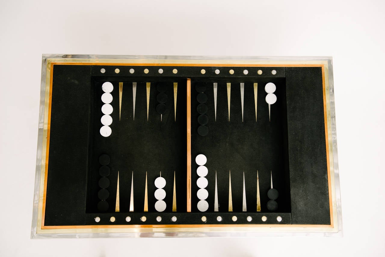 Late 20th Century Tri-Metal Backgammon Table by Alain Delon for Maison Jansen For Sale