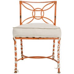 Vintage Orange Painted Iron Occasional Chair 5