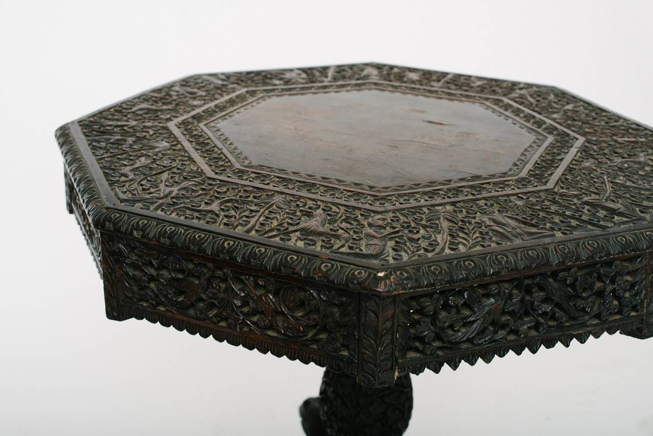 19th century ornately carved Nepalese occasional table.