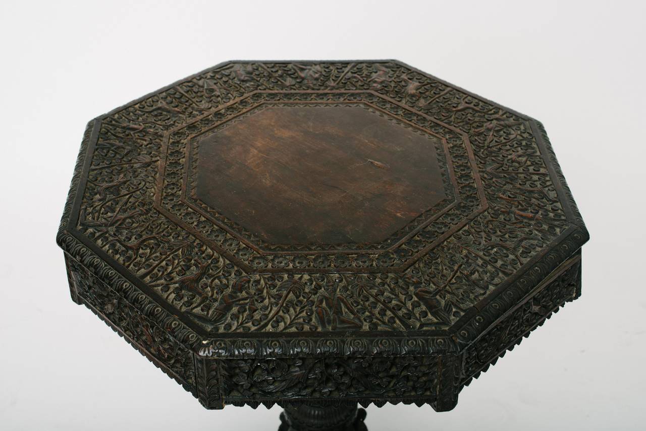19th Century Carved Nepalese Occasional Table In Excellent Condition In Houston, TX