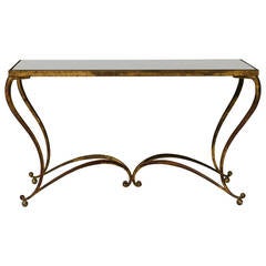French Gilt Iron Cocktail Table with Mirrored Top French Gilt Iron Cocktail Table with Mirrored Top