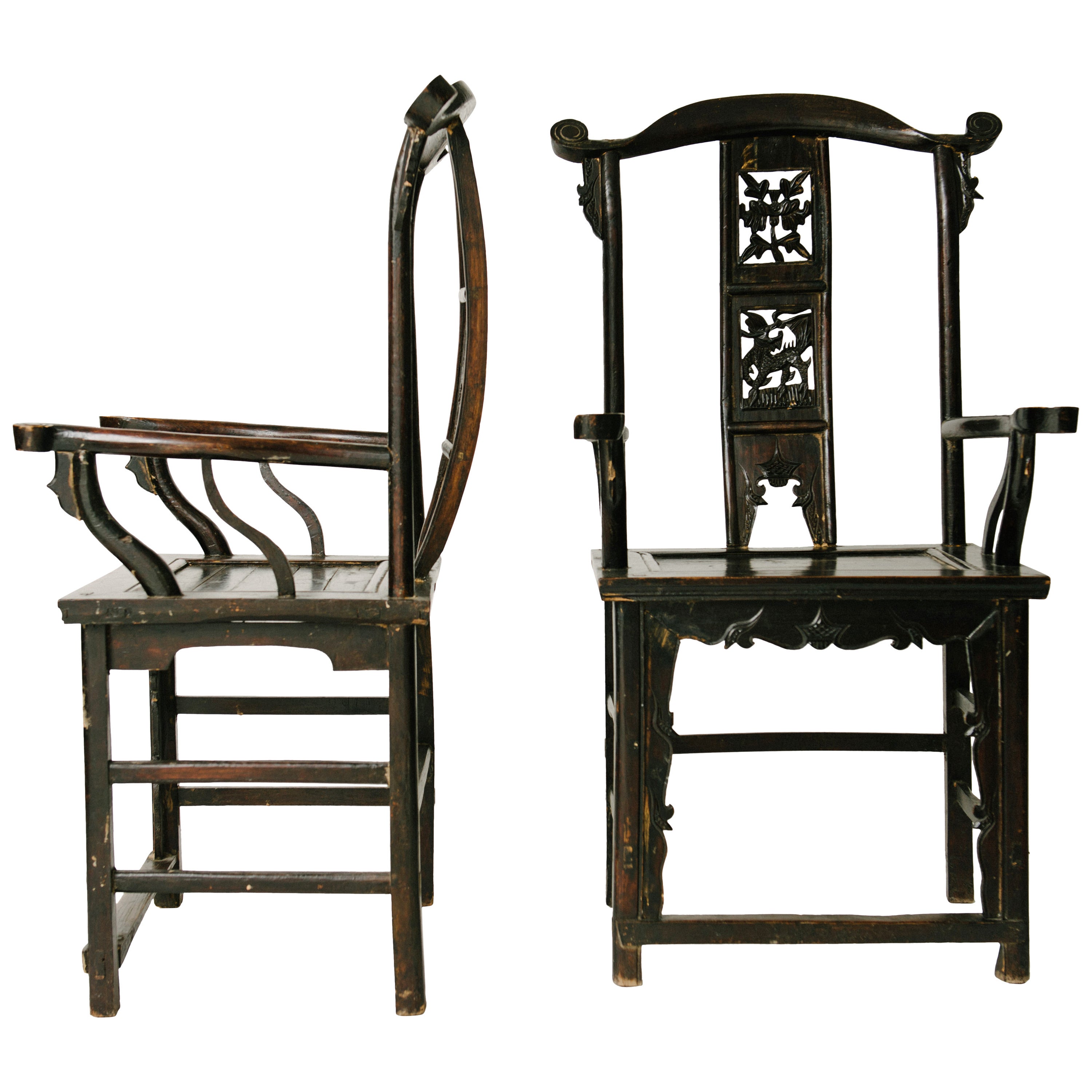 Pair of 19th Century, Chinese Scholar Chairs