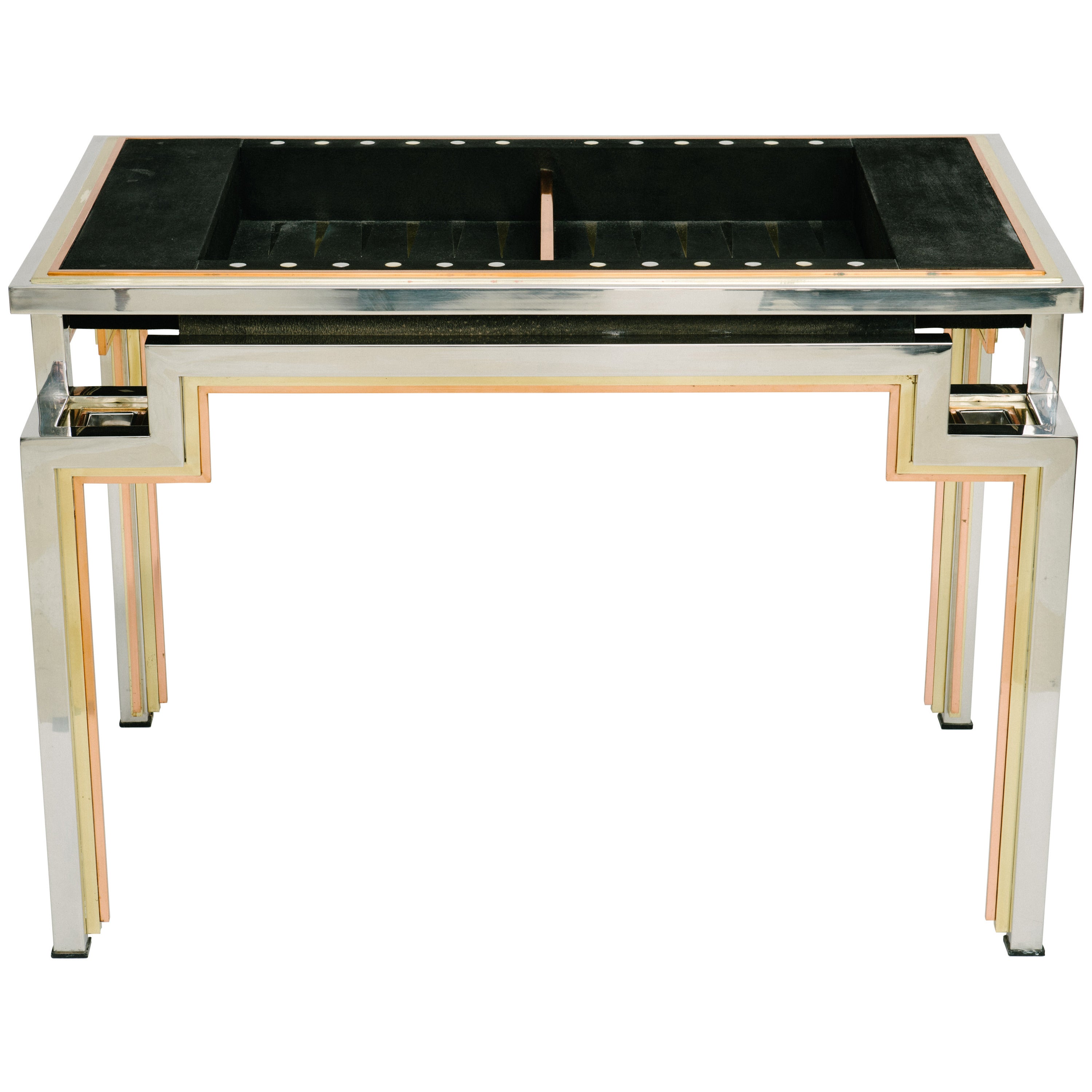 Backgammon-Tisch aus drei Metallen von Alain Delon für Maison Jansen