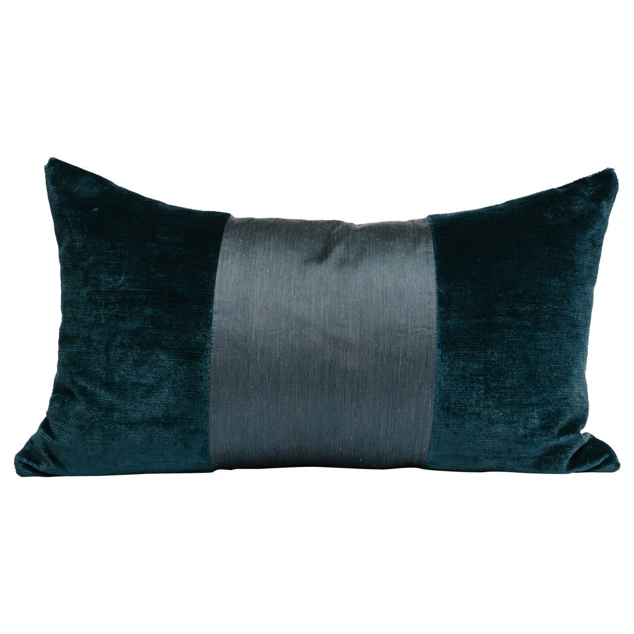 Blue Tuxedo Silk and Linen Velvet Lumbar Pillow at 1stdibs