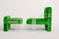 Vintage Vladimir Kagan Lucite Club Chair and Ottoman