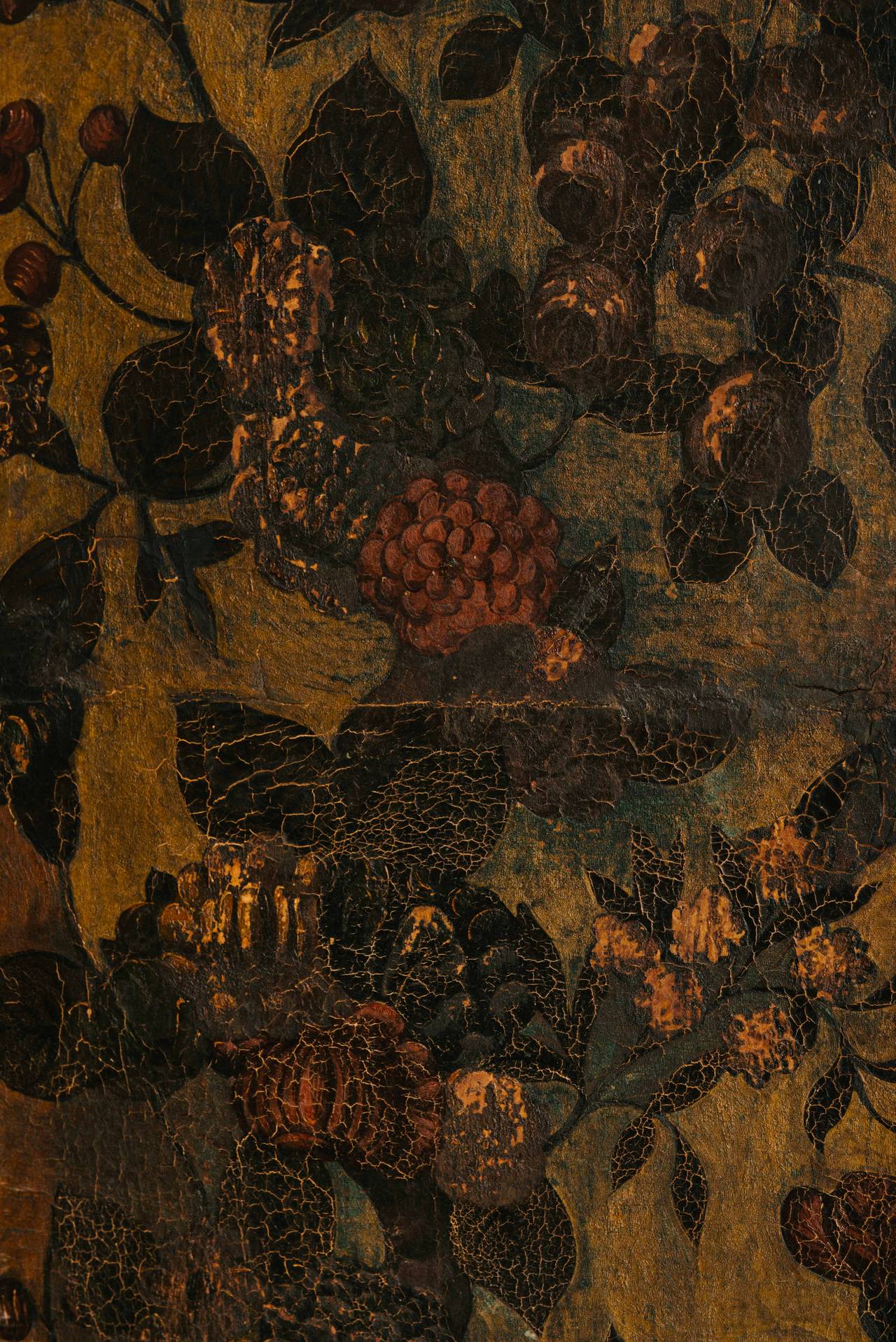 18th Century Painted Leather Screen 1