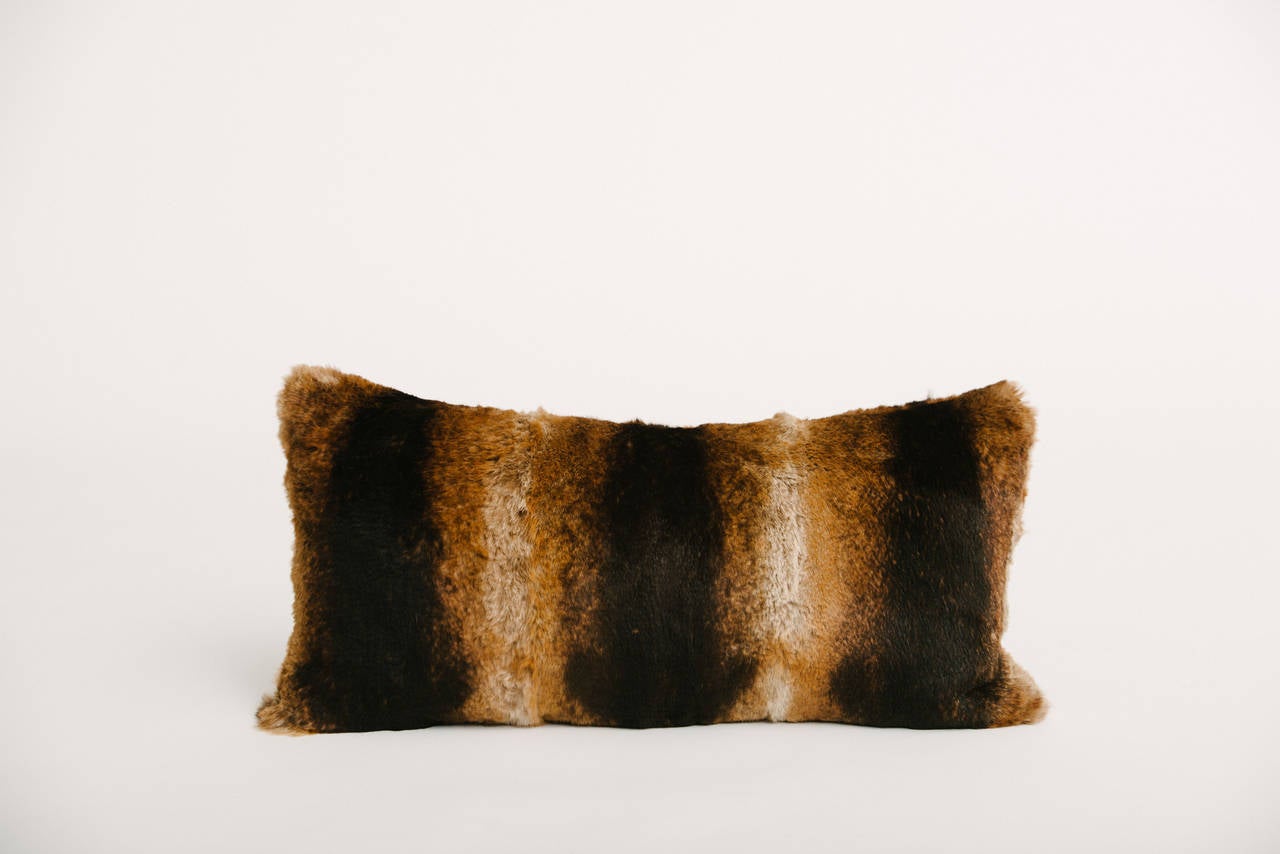 Oak Lapin Fur Lumbar Pillow In Good Condition In Houston, TX